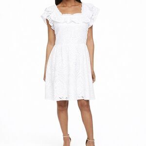 Ryegrass White Eyelet Dress Plus Size 1X Flutter Sleeve Boho Cottagecore